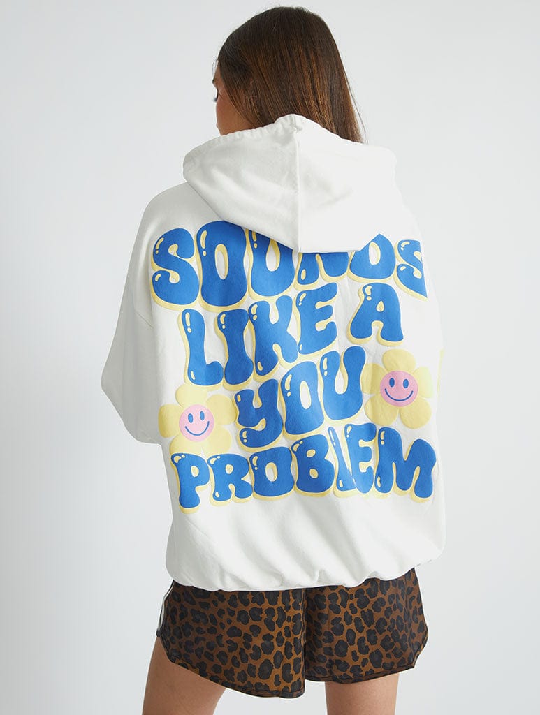 Sounds Like A You Problem Hoodie in Ecru Hoodies & Sweatshirts Skinnydip London