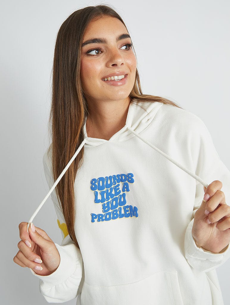 Sounds Like A You Problem Hoodie in Ecru Hoodies & Sweatshirts Skinnydip London