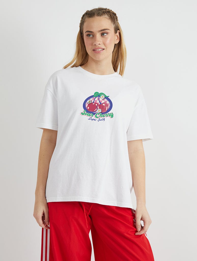 Sour Cherry Super Juicy T-Shirt in Ecru Tops & T-Shirts Skinnydip London