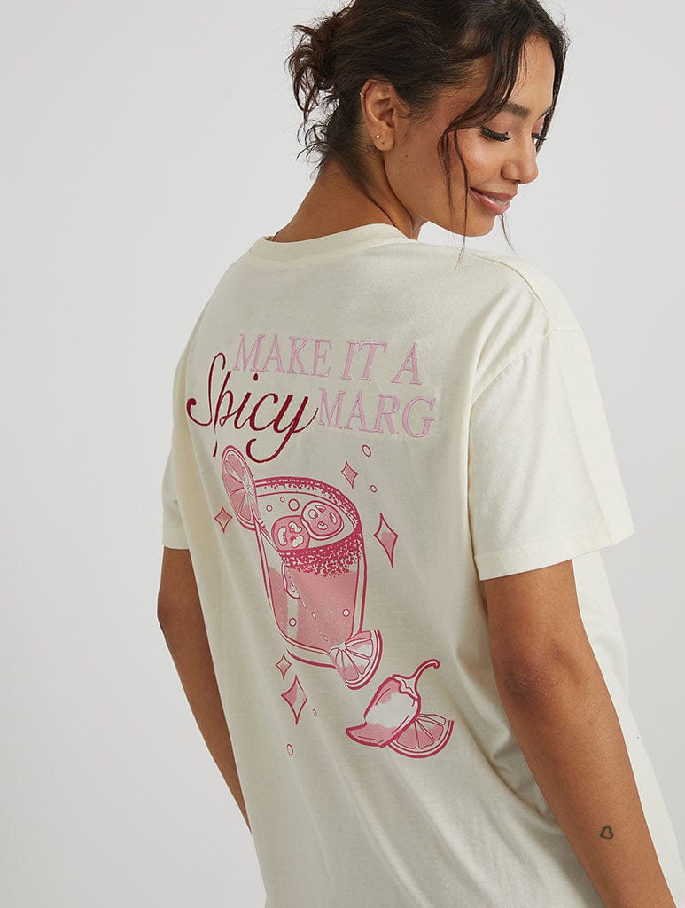 Spicy Margs T-Shirt in Ecru Tops & T-Shirts Skinnydip London