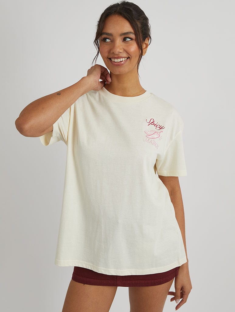 Spicy Margs T-Shirt in Ecru Tops & T-Shirts Skinnydip London