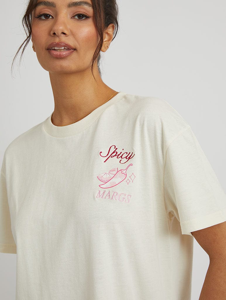 Spicy Margs T-Shirt in Ecru Tops & T-Shirts Skinnydip London