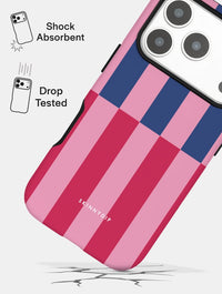 Splice Stripes Navy Pink Ultra Protective iPhone Case Phone Cases Skinnydip London