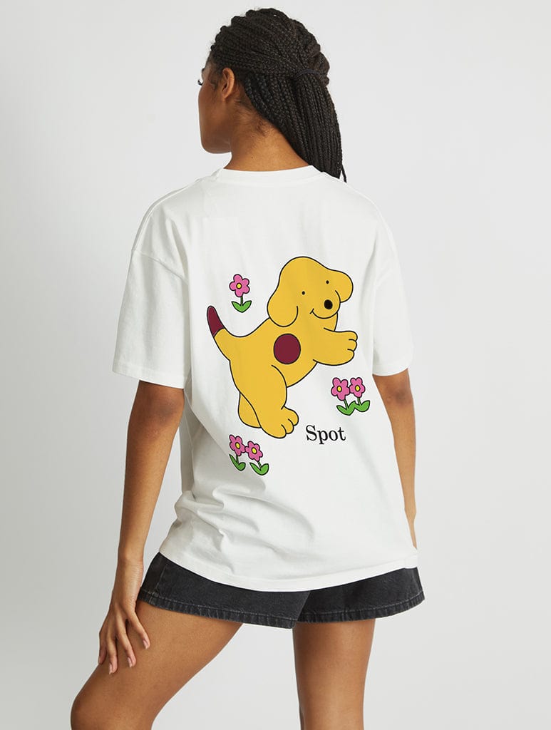 Spot The Dog Flowers T-Shirt In White Tops & T-Shirts Skinnydip London