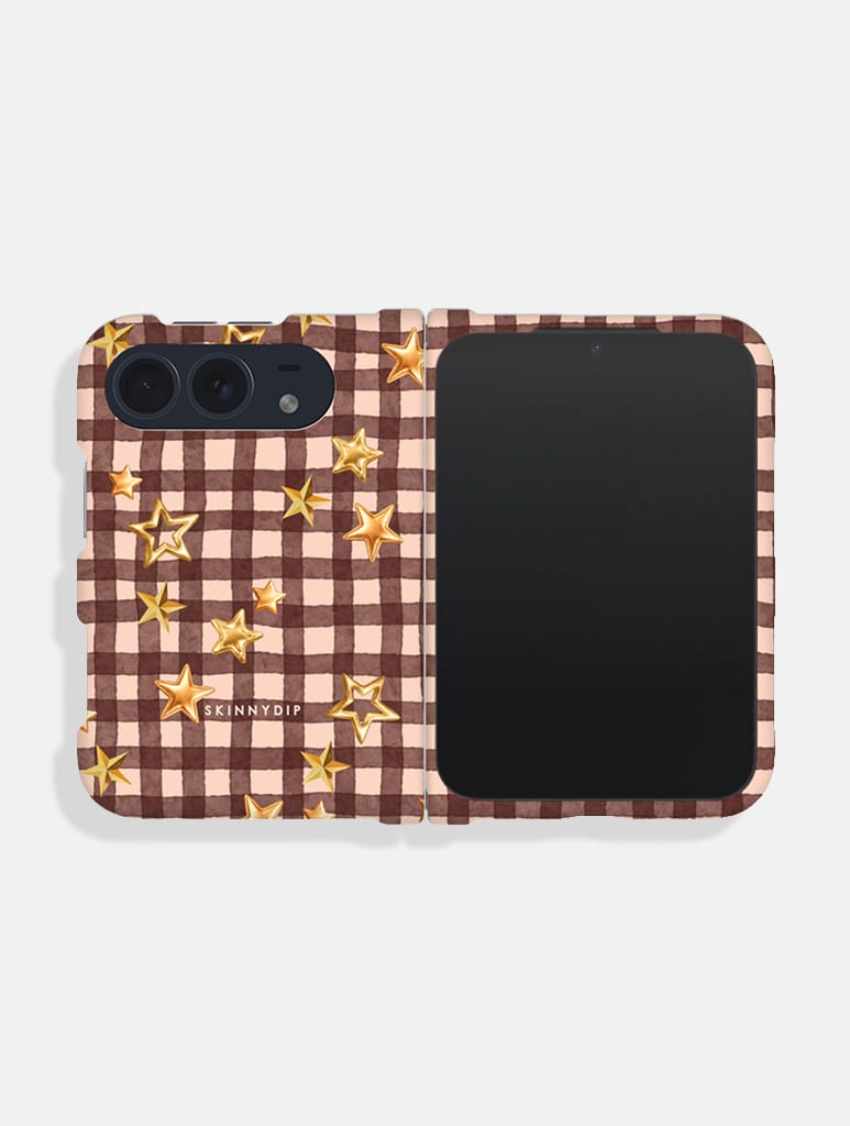Starry Brown Gingham Impact Resistant iPhone Duo Case Phone Cases Skinnydip London