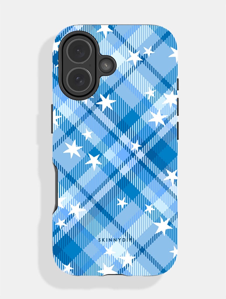 Starry Tartan Cerulean Blue Ultra Protective iPhone Case Phone Cases Skinnydip London