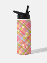 Starry Tartan Pink Flush 18oz Stainless Steel Water Bottle Water Bottles Skinnydip London
