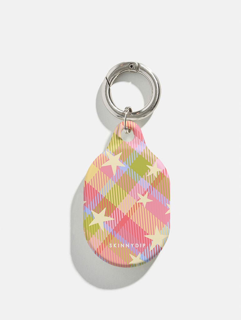 Starry Tartan Pink Flush AirTag Case in Gloss AirPods Cases Skinnydip London