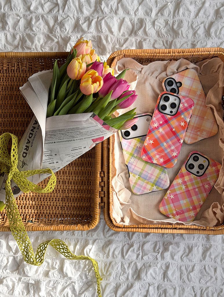 Starry Tartan Pink Flush Ultra Protective iPhone Case Phone Cases Skinnydip London