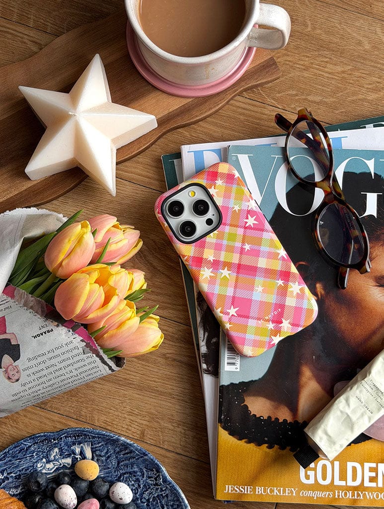 Starry Tartan Pink Flush Ultra Protective iPhone Case Phone Cases Skinnydip London