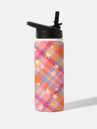 Starry Tartan Sunrise Orange 18oz Stainless Steel Water Bottle Water Bottles Skinnydip London