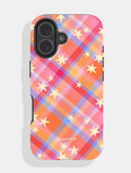 Starry Tartan Sunrise Orange Ultra Protective iPhone Case Phone Cases Skinnydip London