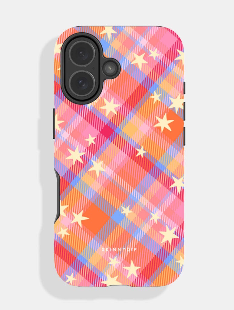 Starry Tartan Sunrise Orange Ultra Protective iPhone Case Phone Cases Skinnydip London