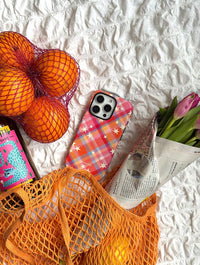 Starry Tartan Sunrise Orange Ultra Protective iPhone Case Phone Cases Skinnydip London