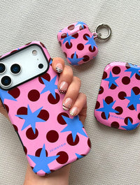 Stars and Spots Pink Burgundy and Blue AirPods Case AirPods Cases Skinnydip London