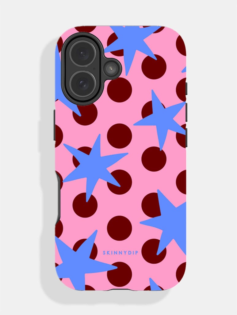 Stars and Spots Pink Burgundy and Blue Ultra Protective iPhone Case Phone Cases Skinnydip London