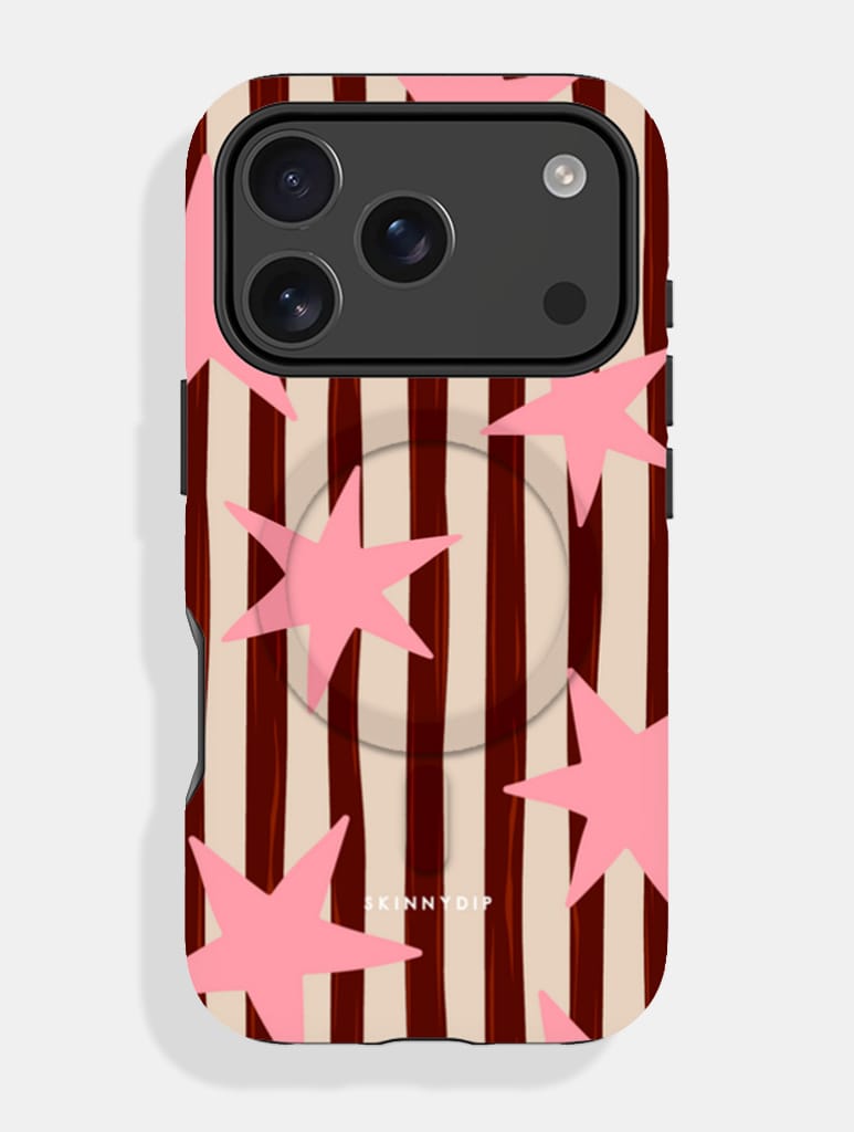 Stars and Stripes Pink And Brown MagSafe Ultra Protective iPhone Case Phone Cases Skinnydip London