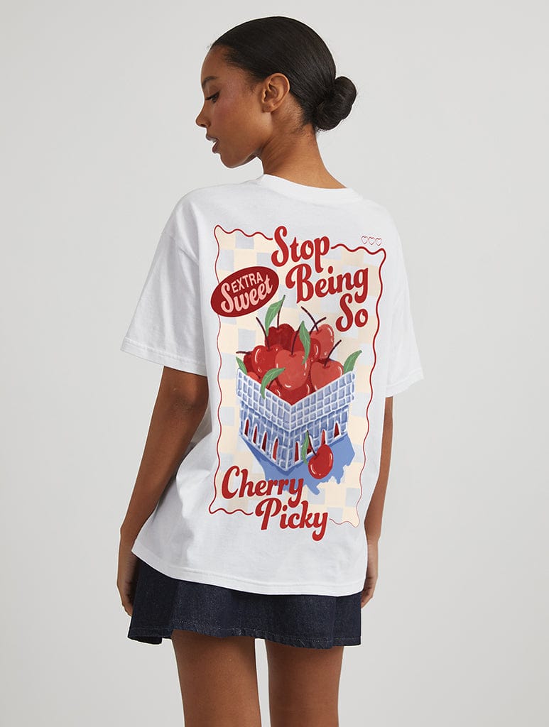 Stop Being So Cherry Picky T-Shirt in Ecru Tops & T-Shirts Skinnydip London