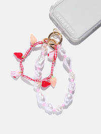 Strawberry Gingham Pearl Beaded Phone Charm Phone Grips Skinnydip London