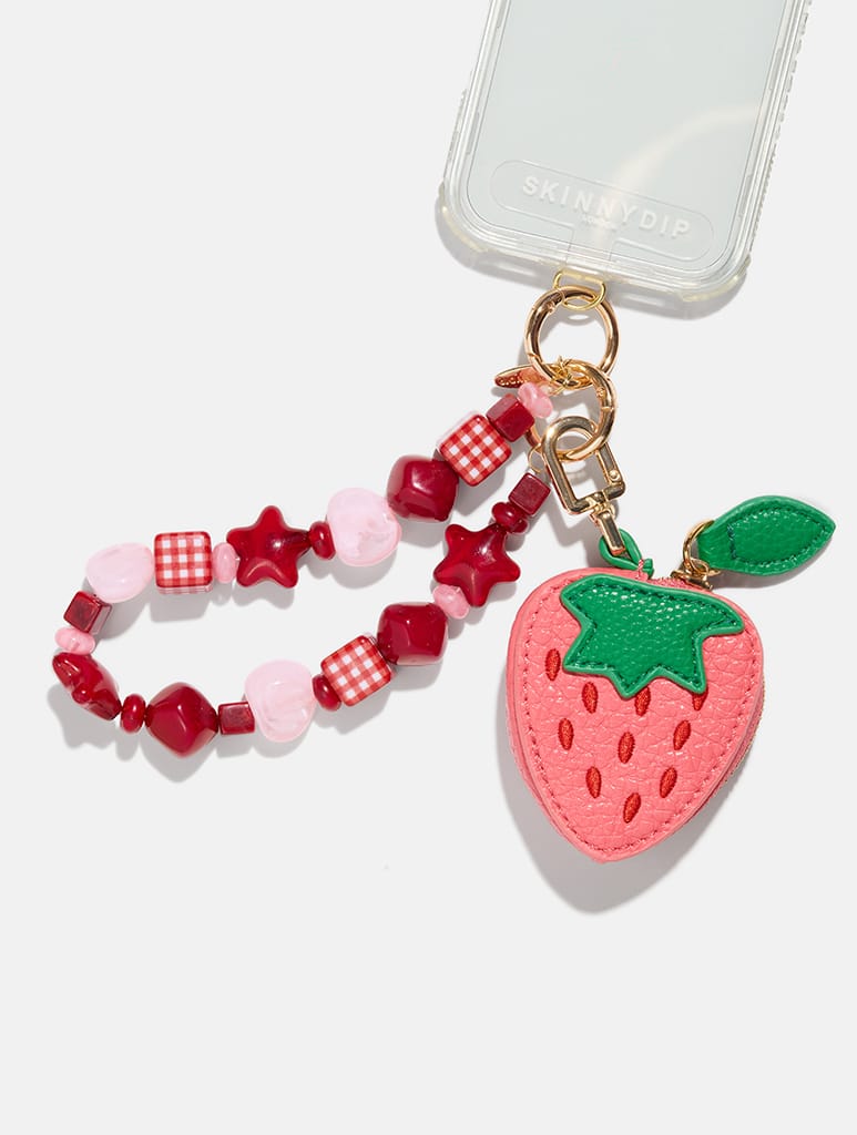 Strawberry Purse Charm Beaded Strap Phone Grips Skinnydip London