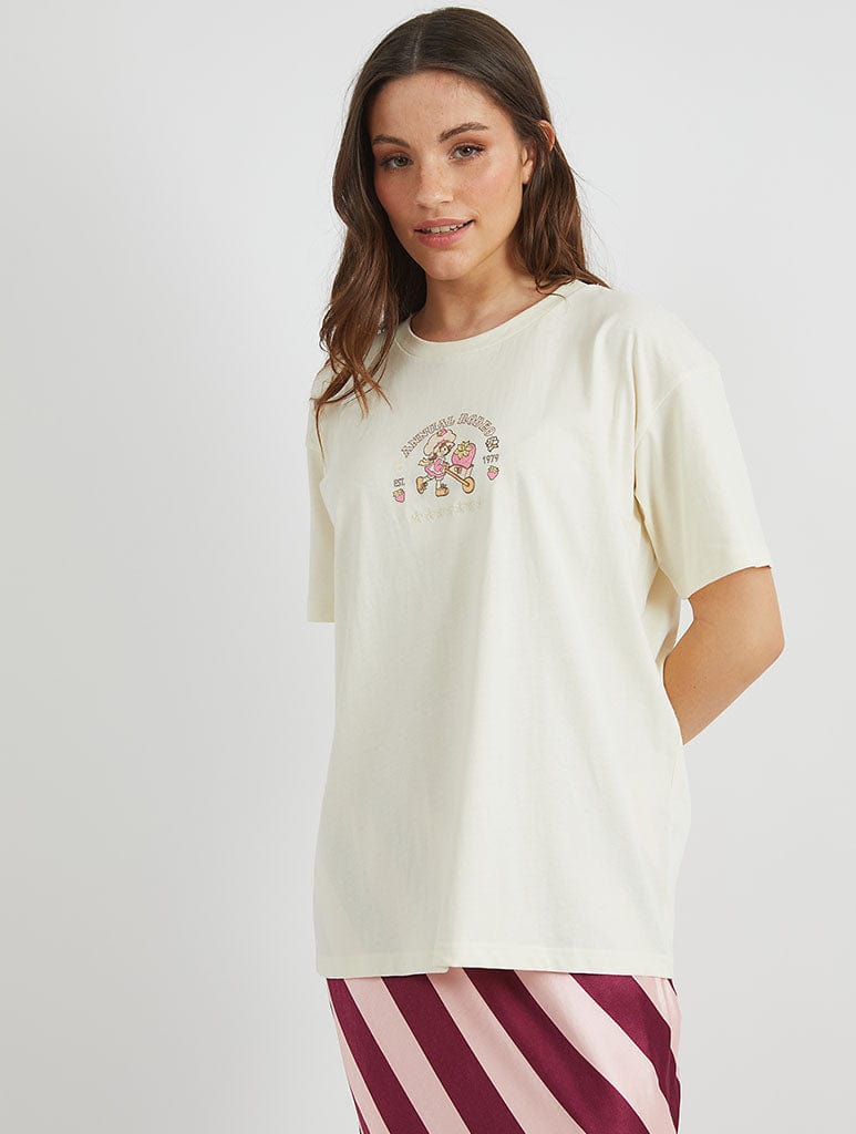 Strawberry Shortcake x Skinnydip Stay Wild T-Shirt in Ecru Tops & T-Shirts Skinnydip London