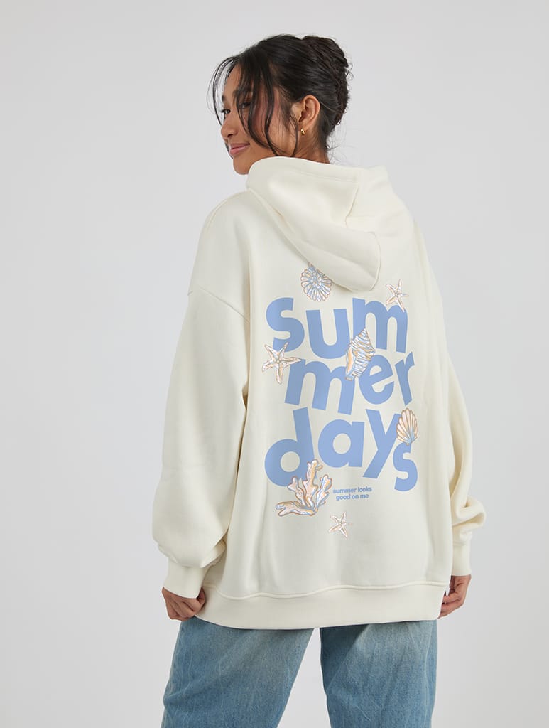 Summer Days Seashell Hoodie In White Hoodies & Sweatshirts Skinnydip London