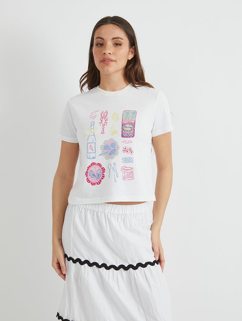 Supper Club Baby T-Shirt in White Tops & T-Shirts Skinnydip London