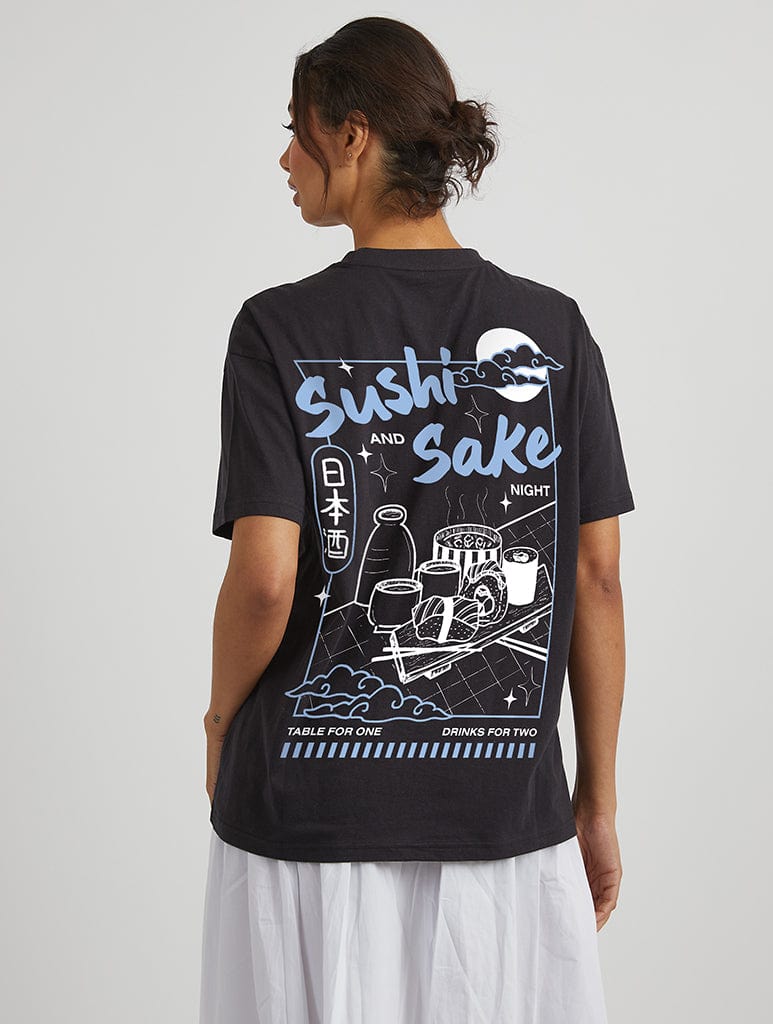 Sushi & Sake T-Shirt in Black Tops & T-Shirts Skinnydip London