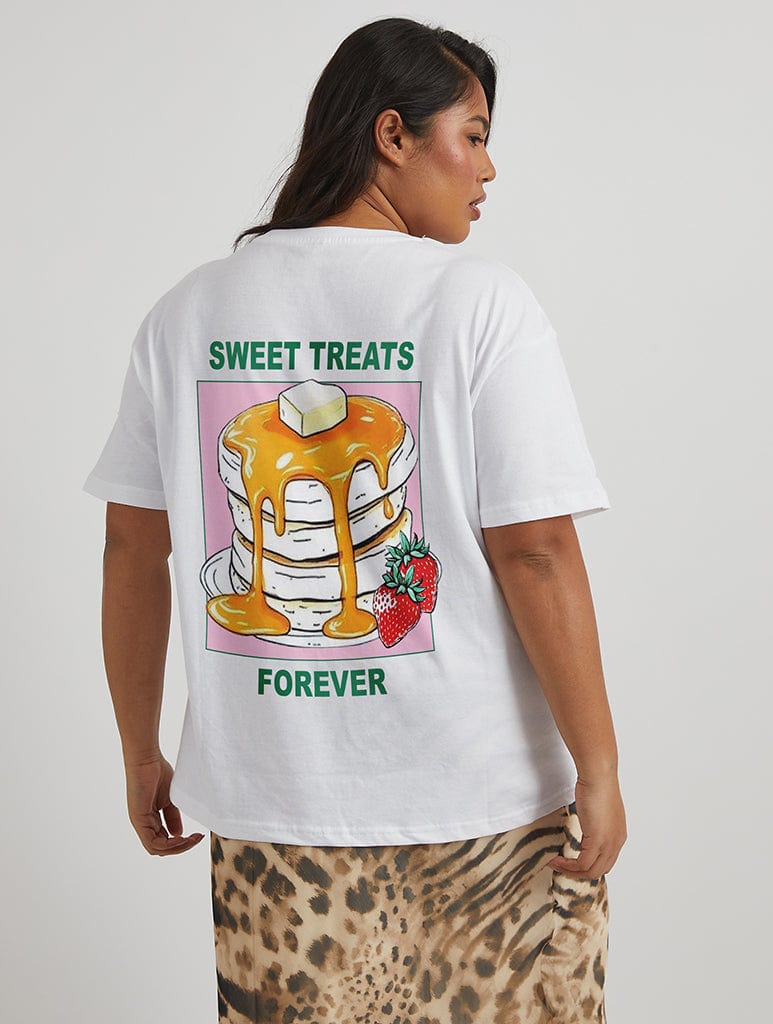 Sweet Treats Pancakes T-Shirt in Ecru Tops & T-Shirts Skinnydip London