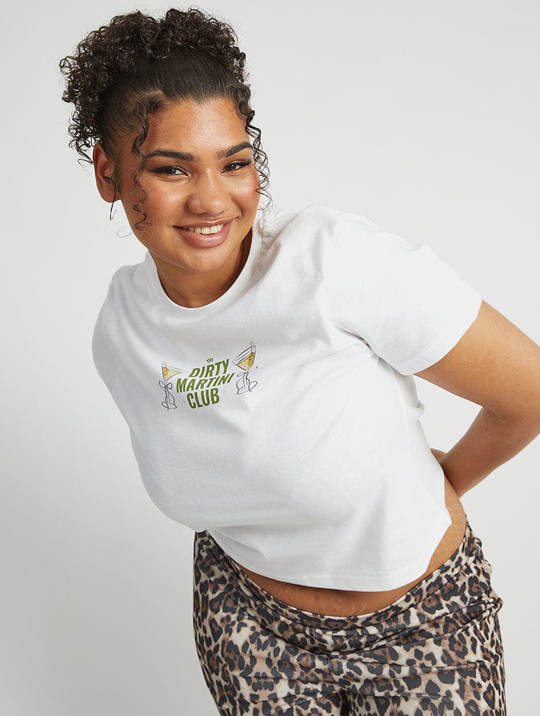 The Dirty Martini Club Baby T-Shirt in White Tops & T-Shirts Skinnydip London