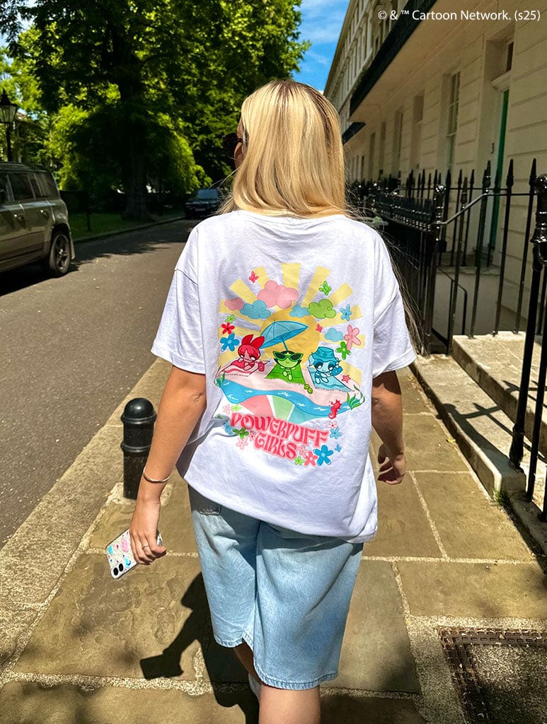 The Powerpuff Girls Beach T-Shirt in Ecru Tops & T-Shirts Skinnydip London