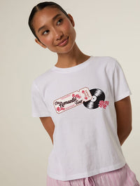 The Romantic Tour Ticket Baby T-Shirt In White Tops & T-Shirts Skinnydip London