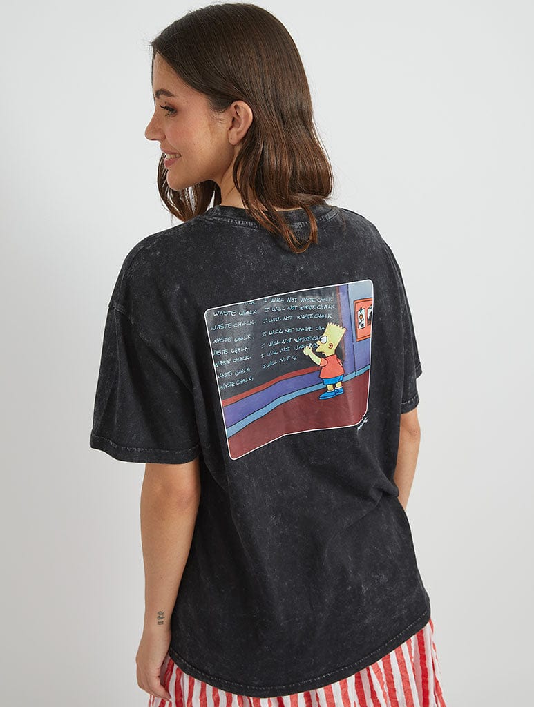 The Simpsons Bart Chalkboard T-Shirt in Black Tops & T-Shirts Skinnydip London