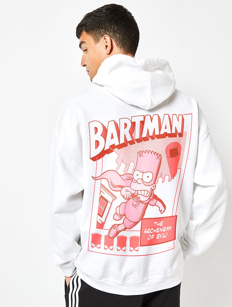 The Simpsons Bartman Hoodie in White Hoodies & Sweatshirts Skinnydip London