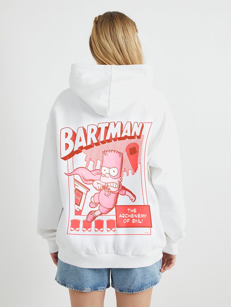The Simpsons Bartman Hoodie in White Hoodies & Sweatshirts Skinnydip London