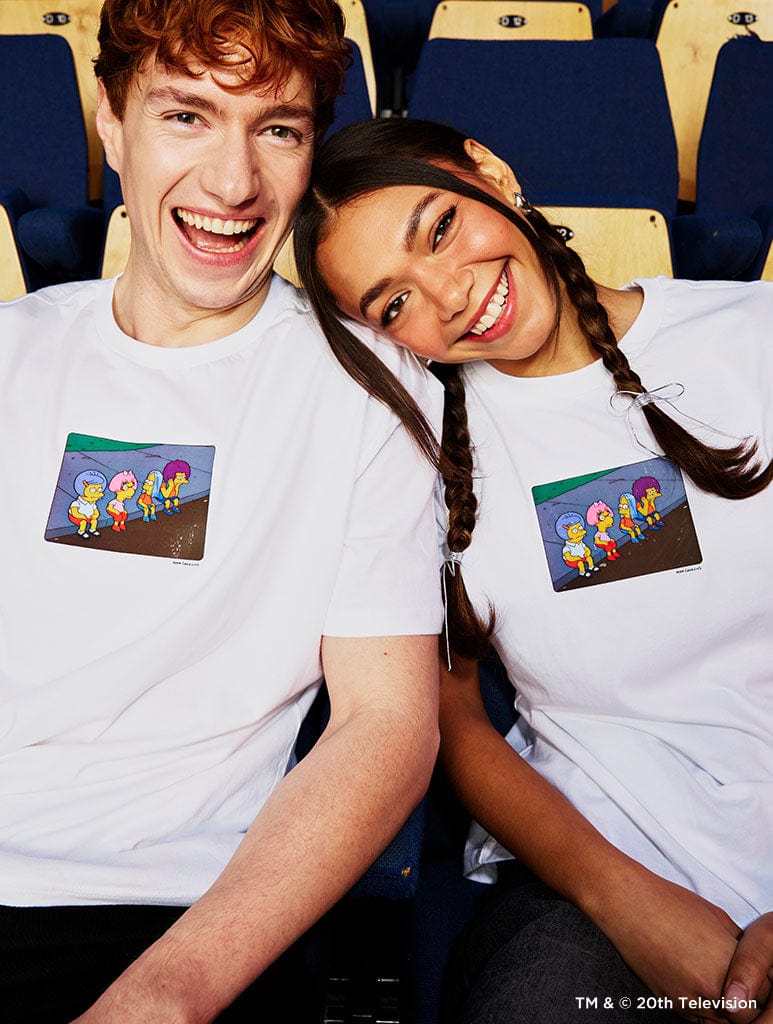 The Simpsons Boys in Wigs T-Shirt in White Tops & T-Shirts Skinnydip London
