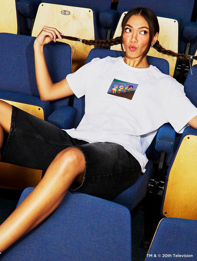 The Simpsons Boys in Wigs T-Shirt in White Tops & T-Shirts Skinnydip London