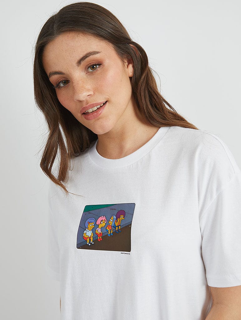 The Simpsons Boys in Wigs T-Shirt in White Tops & T-Shirts Skinnydip London