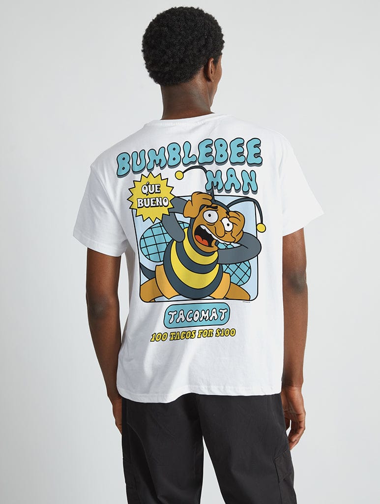 The Simpsons Bumblebee Man T-Shirt in White Tops & T-Shirts Skinnydip London