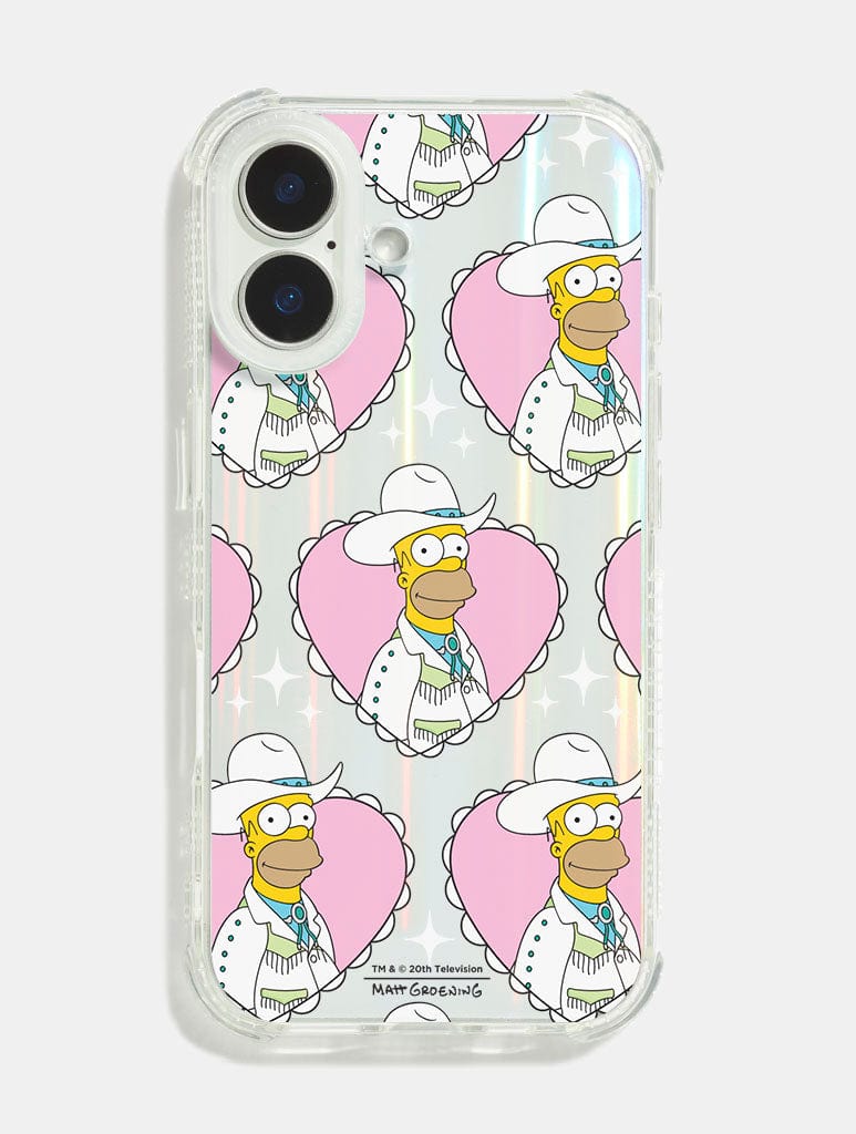 The Simpsons Cowboy Homer Holo Shock iPhone Case Phone Cases Skinnydip London