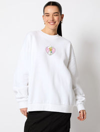 The Simpsons Cowboy Homer Sweatshirt In Ecru Hoodies & Sweatshirts Skinnydip London