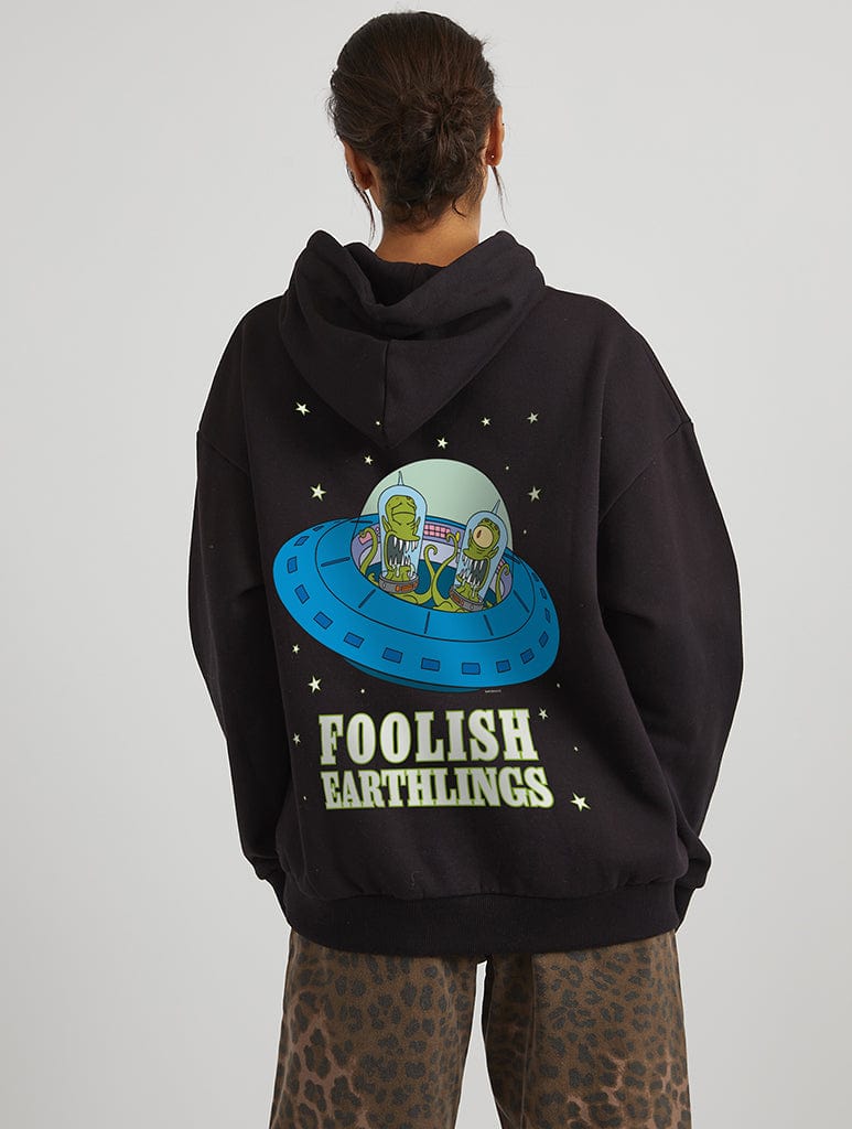 The Simpsons Foolish Earthlings Hoodie In Black | Skinnydip London
