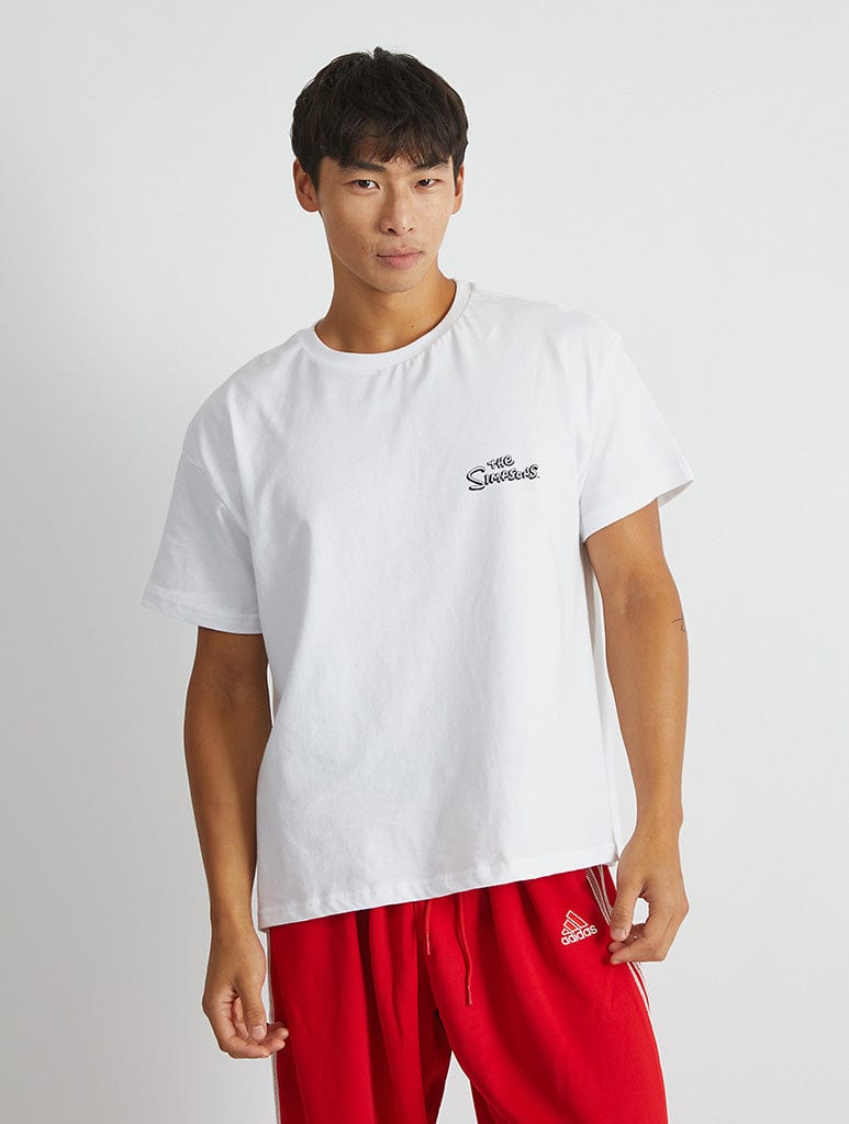 The Simpsons Get Duffed T-Shirt in White Tops & T-Shirts Skinnydip London
