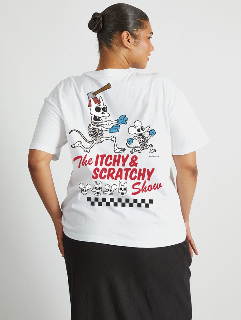 The Simpsons Halloween Itchy & Scratchy T-Shirt In White Tops & T-Shirts Skinnydip London