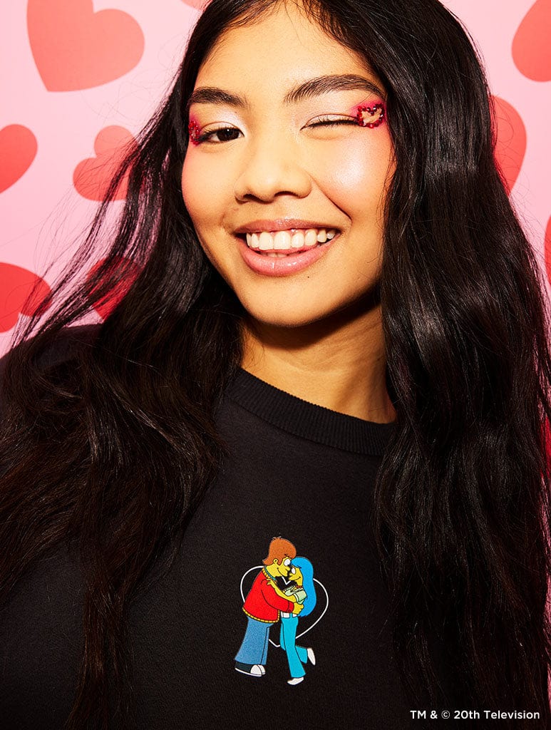 The Simpsons Homer And Marge Sweatshirt In Black Hoodies & Sweatshirts Skinnydip London