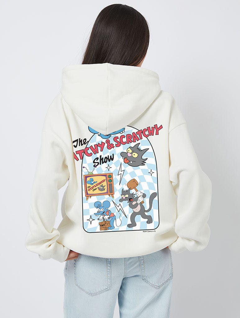 The Simpsons Itchy and Scratchy Hoodie In White Hoodies & Sweatshirts Skinnydip London