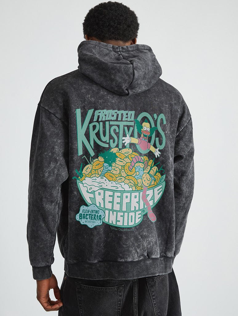 The Simpsons Krusty-O's Hoodie in Acid Wash Hoodies & Sweatshirts Skinnydip London