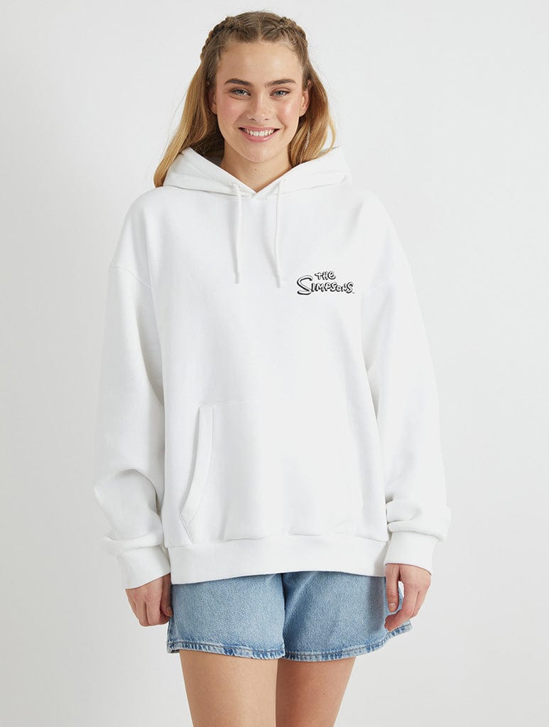 The Simpsons Lard Lad Donuts Hoodie in White Hoodies & Sweatshirts Skinnydip London
