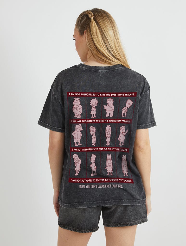 The Simpsons Schooled In Springfield T-Shirt in Acid Wash Tops & T-Shirts Skinnydip London
