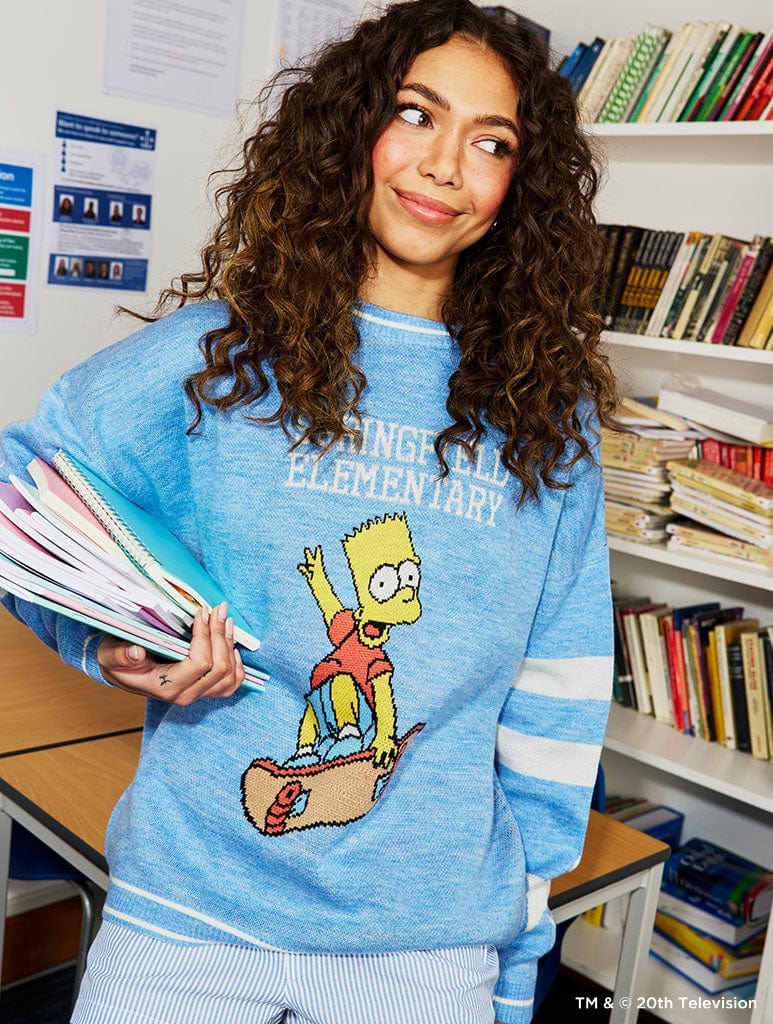 The Simpsons x Skinnydip Bart & Lisa Varsity Knitted Jumper Jumpers & Cardigans Skinnydip London